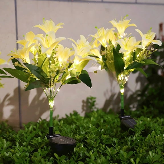 Kieccall Solar Lily Garden Light Waterproof Outdoor LED Flower Stake Light for Garden Lawn Pathway Decor