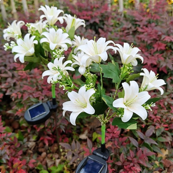 Kieccall Solar Lily Garden Light Waterproof Outdoor LED Flower Stake Light for Garden Lawn Pathway Decor