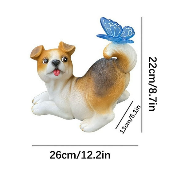 Kieccall Solar Resin Puppy Statue Outdoor Garden Patio Balcony Decor With Automatic Night Lighting