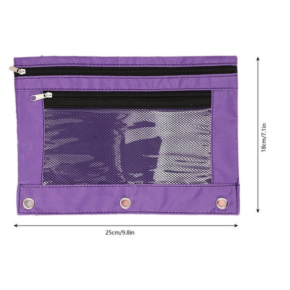 Kieccall Three Ring Pencil Pouch Single Zipper Clear PVC Document Storage Bag Gift