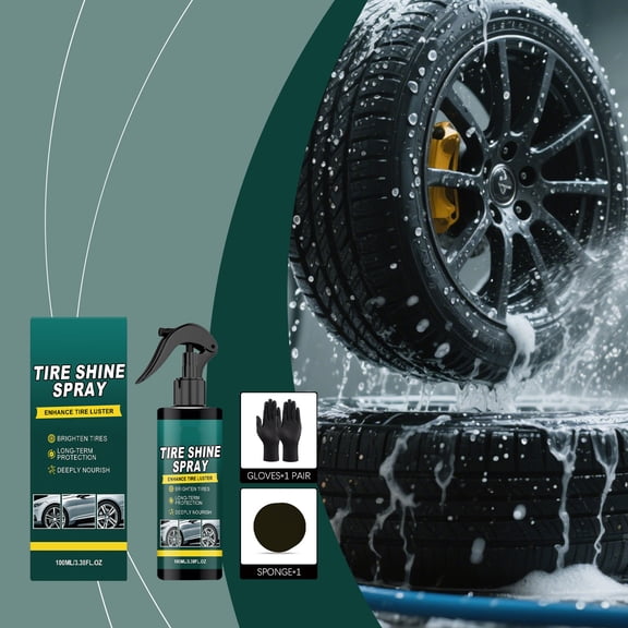 Kieccall Tire Shine Conditioner Auto Rubber Polish Set 3.38 fl oz Portable Efficient Formula for Vehicle Wheel Brightening Dust Proof Daily Tire Care Gift