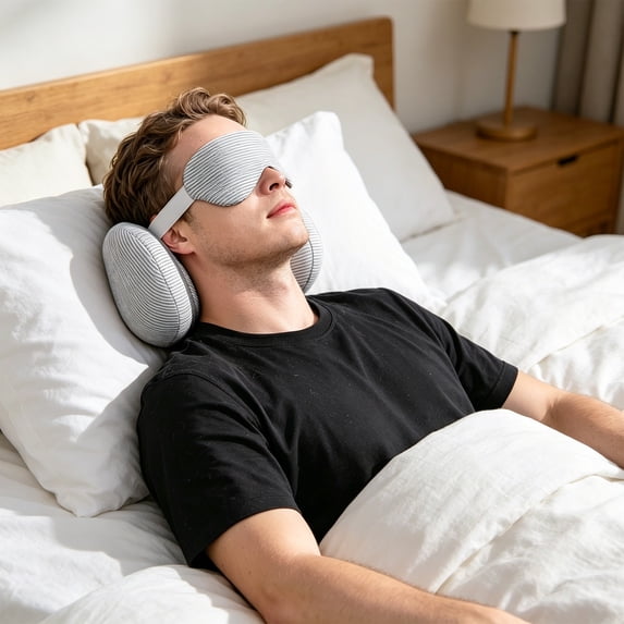 Kieccall U Shaped Pillow Travel Neck Pillow 2 In 1 Nap Pillow with Eye Mask for Office Car Bedroom Outdoor Travel Relaxation Rest Supplies Gift