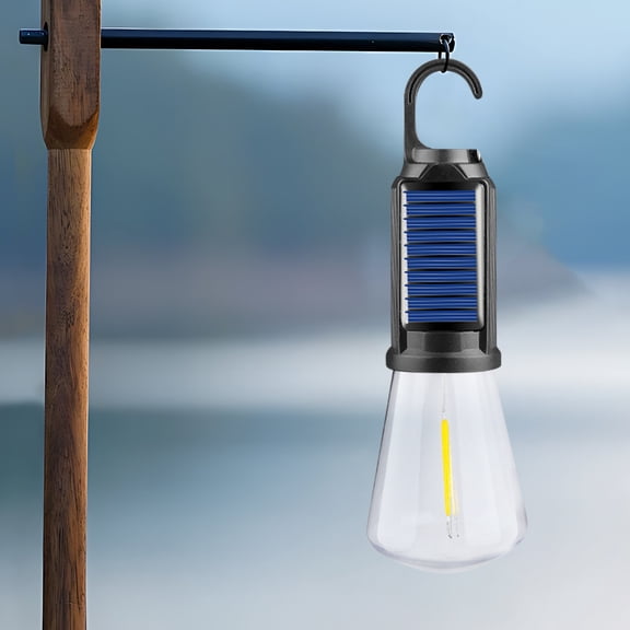 Kieccall Vintage Solar LED Camping Lantern Filament Rechargeable Tent Light Gift