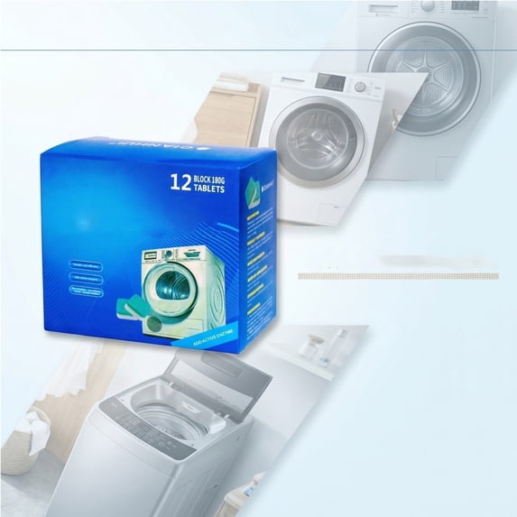 Kieccall Washing Machine Effervescent Cleaning Tablets for Top Front Load Washer Tub Limescale Dirt Removal Odor Freshen Home Use Gift
