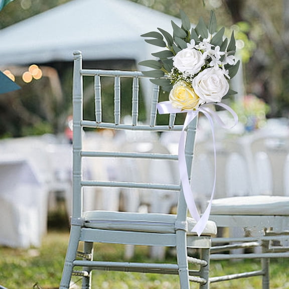Kieccall Wedding Chair Decoration Silk Flower Bouquet Back Cover For Outdoor Event Hotel & Business Decor