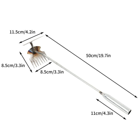 Kieccall Weed Puller Garden Tool Multi Tine Weeding Shovel 19.7 Inch for Backyard Lawn Garden Weeding and Soil Cultivation weeding tool