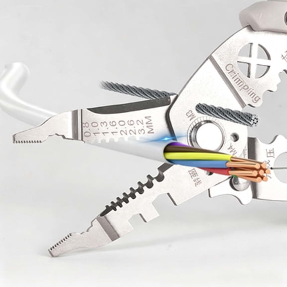 Kieccall Wire Stripper Pliers, Multifunctional Electrician Hand Tool for Household Circuit Maintenance Wire Peeling Processing Gift