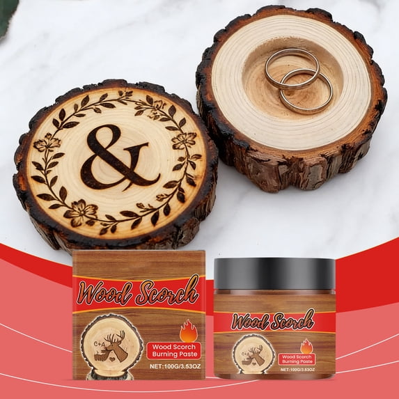 Kieccall Wood Burning Paste Woodworking Pyrography Burning Paste for Home Woodworking Craft Projects Create Wood Burned Effects Without Heat Tools