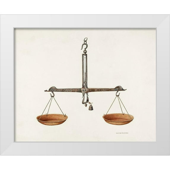 Kieckhofel, William 18x15 White Modern Wood Framed Museum Art Print Titled - Balance Scales 1940