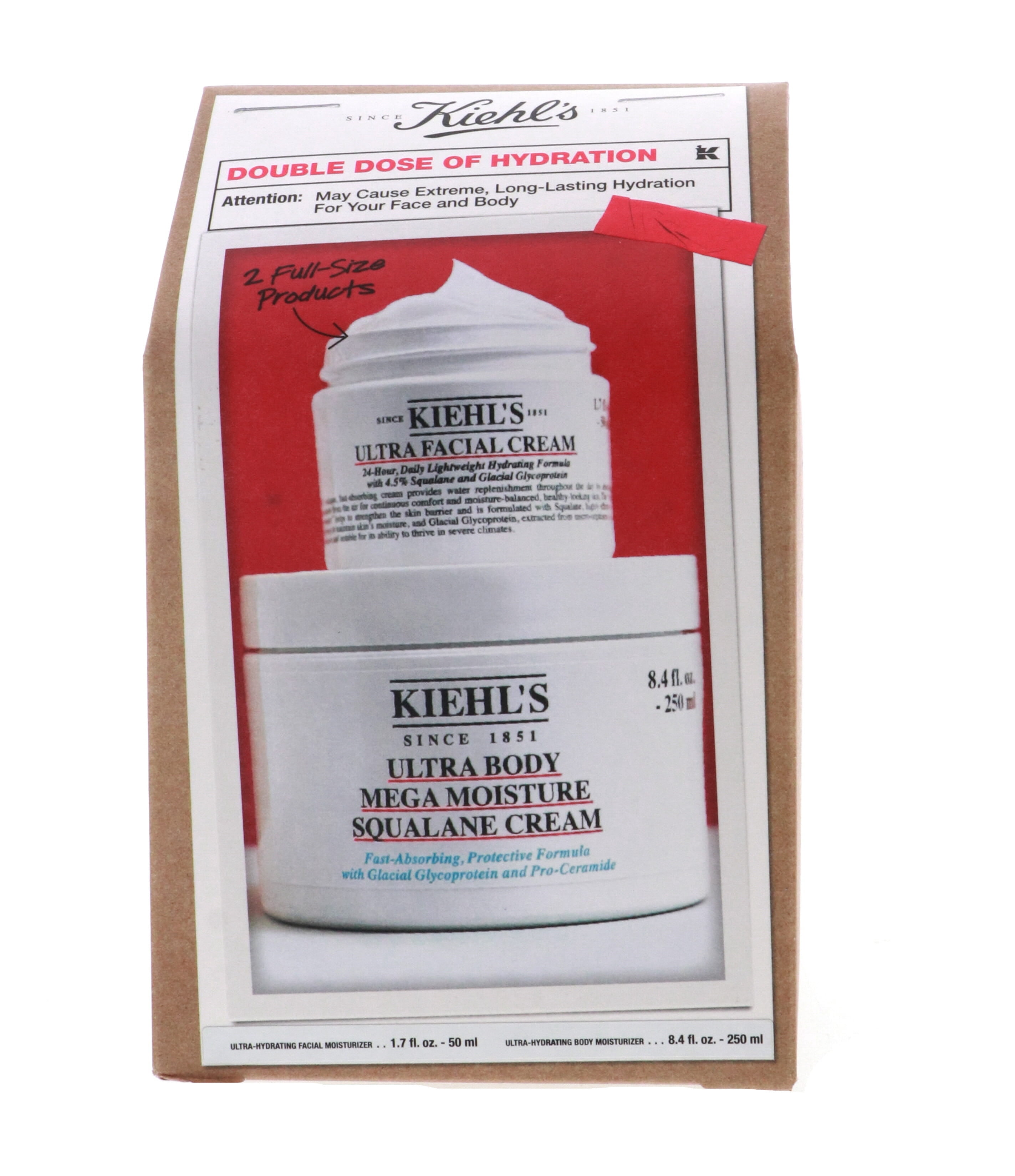 Kiehl's Double Dose of Hydration Skincare Set (Ultra Facial Cream 1.7 oz, Ultra Body Mega Moisture 8.4 oz)