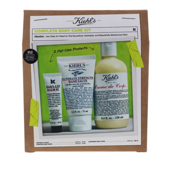 Kiehl's Hydrating Body Skincare Set (Lip Balm, 0.5 oz, Hand Salve, 2.5 oz, Creme De Corps, 8.4 oz)