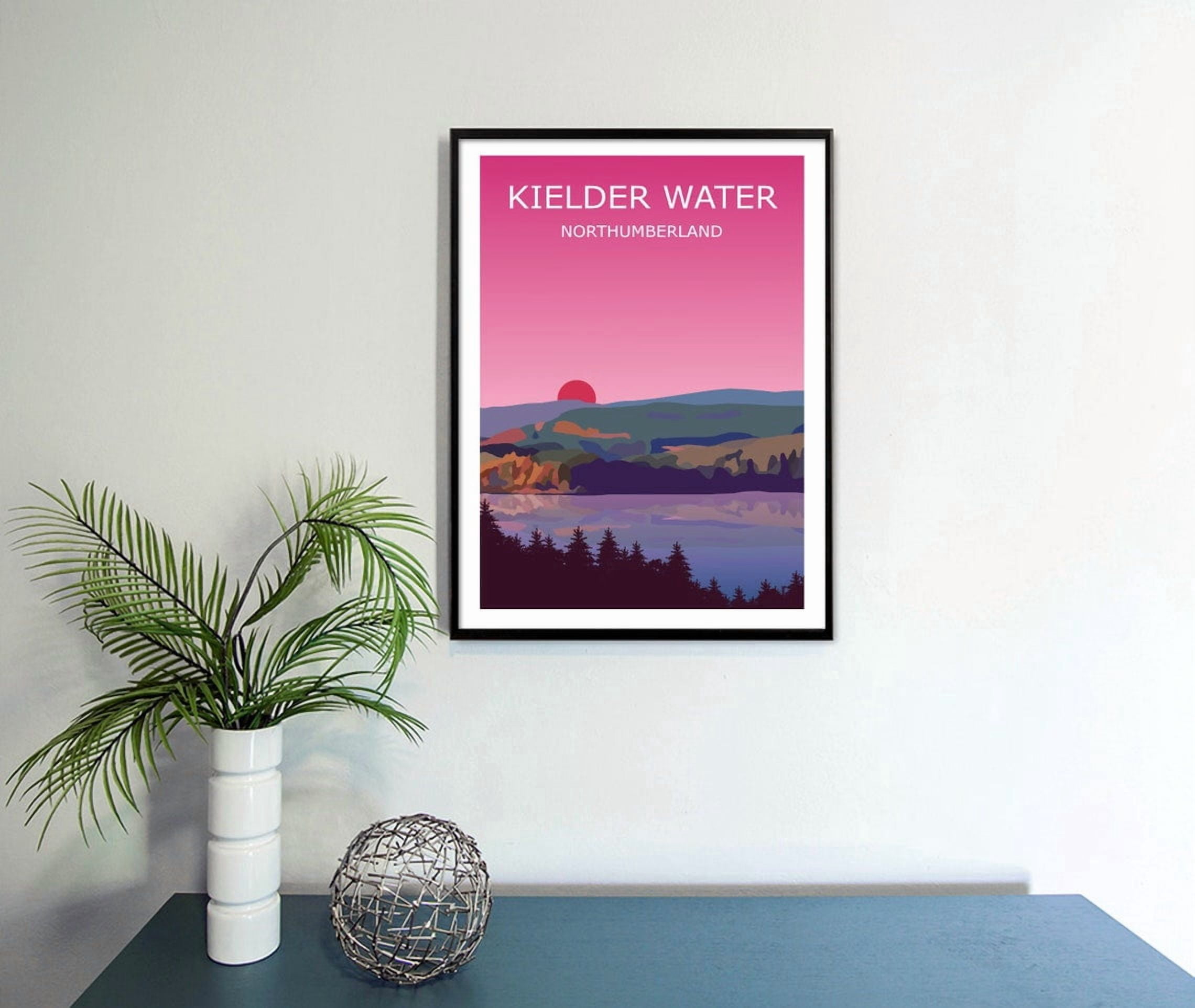Kielder Water Sunset Northumberland Travel Poster, Forest Reservoir ...
