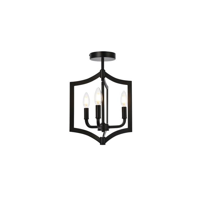 Kiera Black Metal 3-Light Indoor/Outdoor Flush Mount