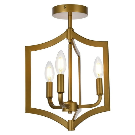 Kiera 3 lights flush mount in brass