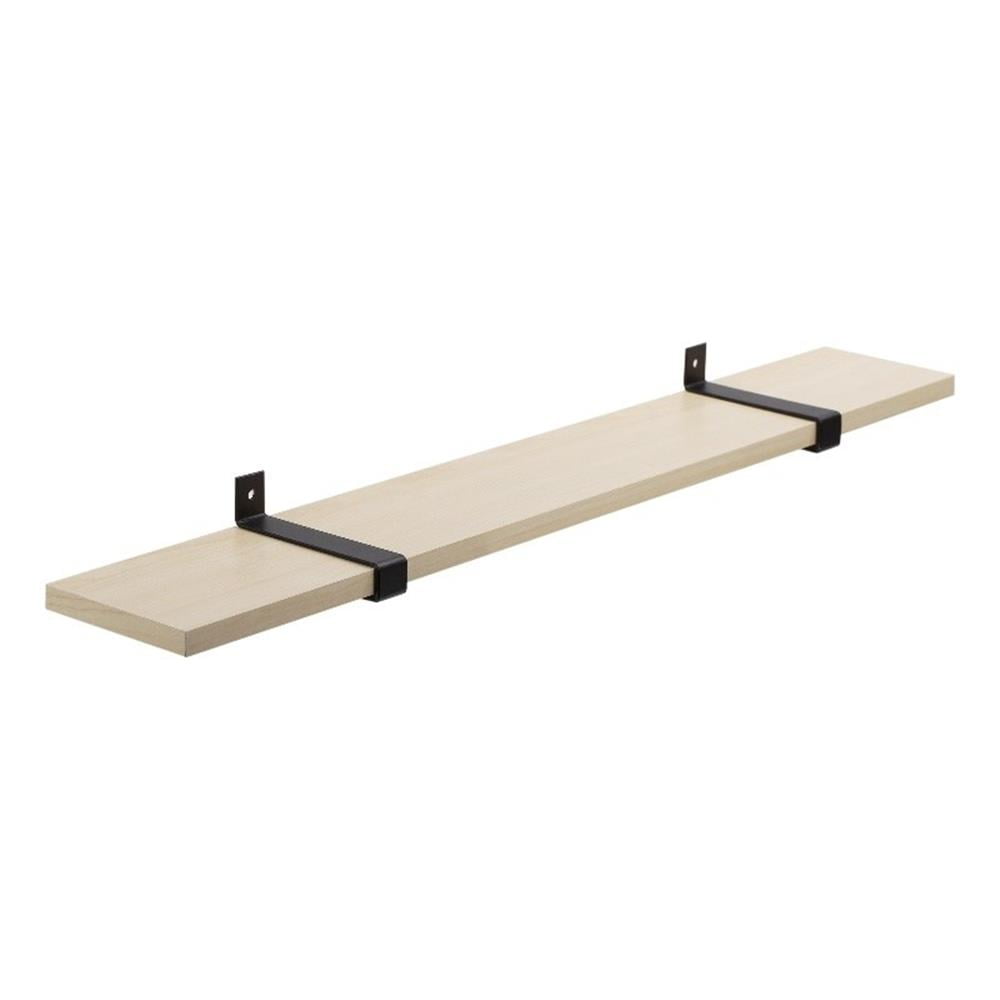 Kelso 24" Beige Oak Floating Shelf with Black Metal Brackets