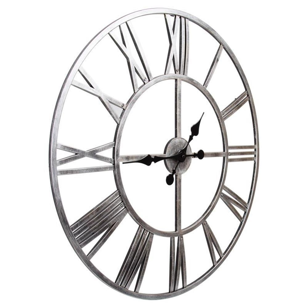 Kiera Grace Round Jodie Mid-Century Plastic 30" x 30" Wall Clock in Silver