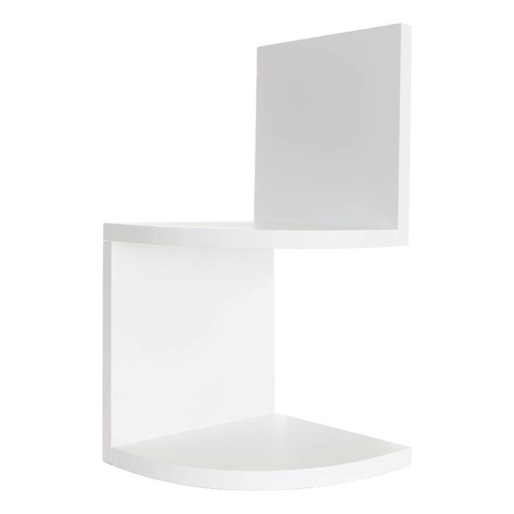 White MDF Floating Corner Wall Shelves for Living Room or Bedroom