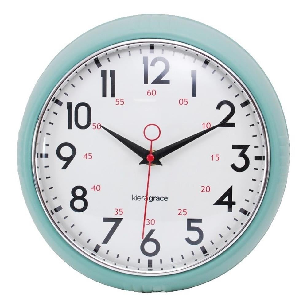 Retro Mint Green 10-Inch Plastic Wall Clock