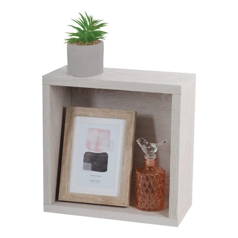 Weathered Gray MDF Square Floating Wall Shelf