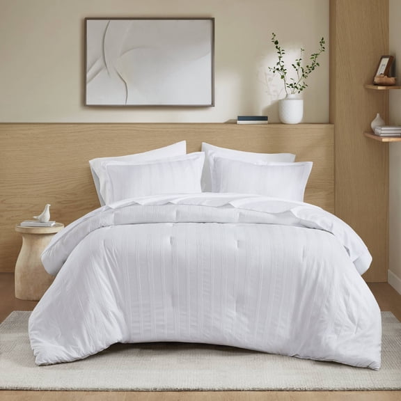 Kieran Striped Reversible Pintuck Pleated Comforter Set