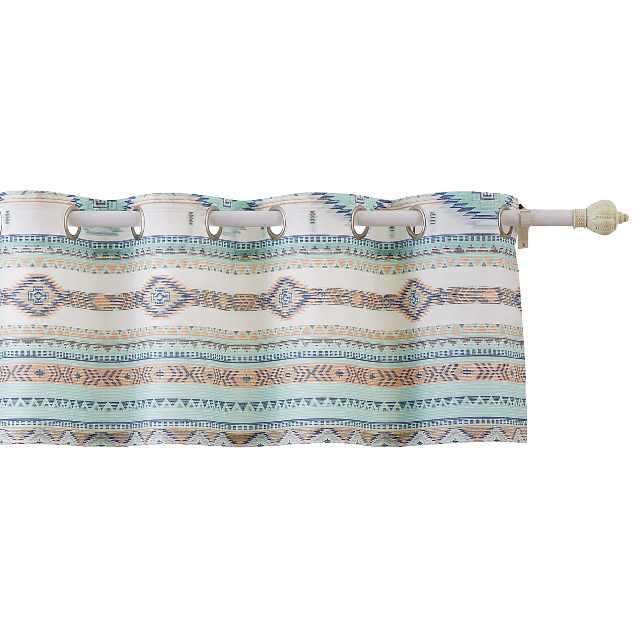 Kiev 84 Inch Blue Geometric Microfiber Window Valance with Grommets