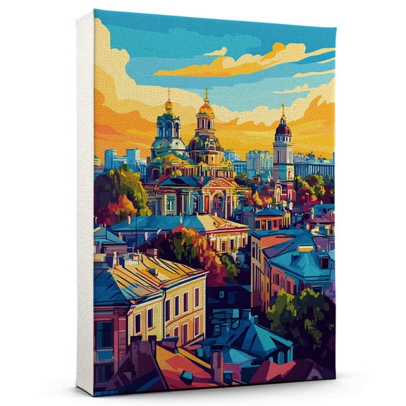 Kievs Travel Canvas, Ukraine Canvas Print vintage, Colorful Kievs Decor City Road, Ukraine Pictures Wall Art - 102AZ690
