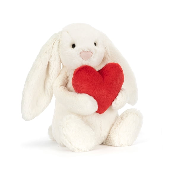 Kiewfjdk 10.6" Red Love Heart White Bunny Stuffed Animal, Easter Bunny Plushie Long Ears Rabbit Plush Toy, Cuddly Plushies for Girlfriend Boyfriend Kids, Ideal Valentine’s Day and Easter Gifts