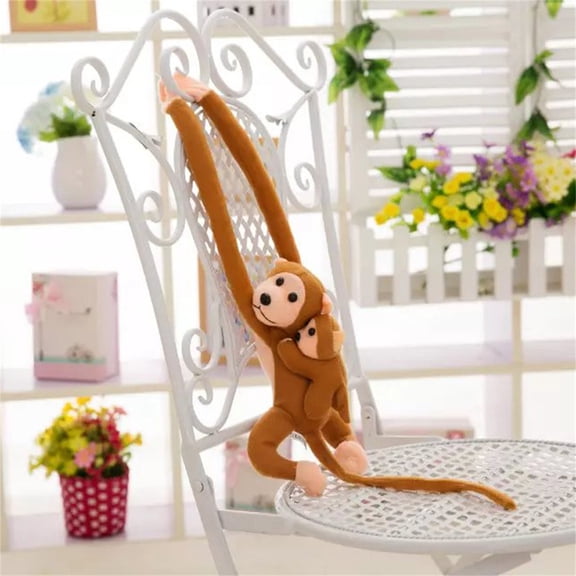 Kiewfjdk 28" Hanging Monkey Plush Toy, Parent-Child Long-Arm Stuffed Animal Monkey Giant, Soft Brown Monkey Plushie for Kids, Perfect Room Decor, Back to School & Graduation Gift