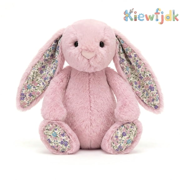 Kiewfjdk Easter Bunny Plush Toys Blossom Pink, 12" Soft Plush Bunny Stuffed Animal with Floppy Ears, Easter Decorations & Basket Stuffers, Long Ear Stuffed Rabbit Toys for Kids, Boys, Girls Age 3+