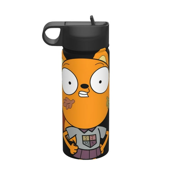 Kiff 18oz Insulated Water Bottle, Cartoon Stainless Steel Sports Water Kettle with Straw, Travel Outdoor Portable Cup Gift for Boys Girls