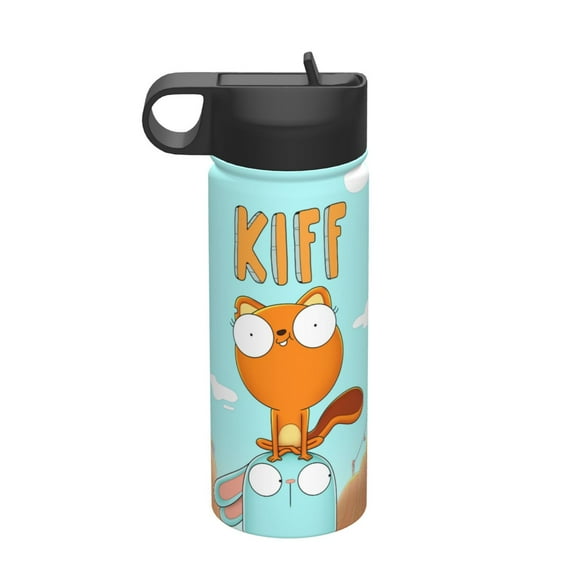 Kiff 18oz Insulated Water Bottle, Cartoon Stainless Steel Sports Water Kettle with Straw, Travel Outdoor Portable Cup Gift for Boys Girls