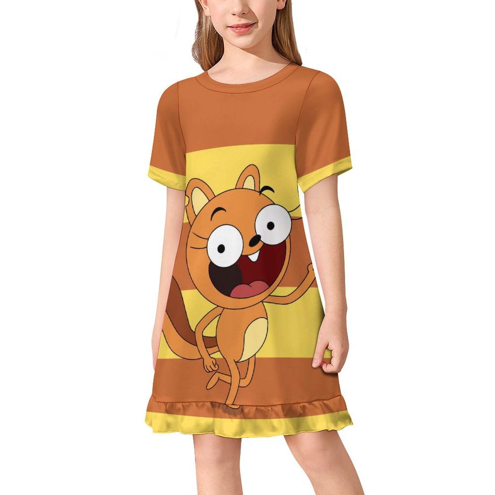 Kiff Animation Children's Short Sleeved Dress 3D Printed Classical Girl ...