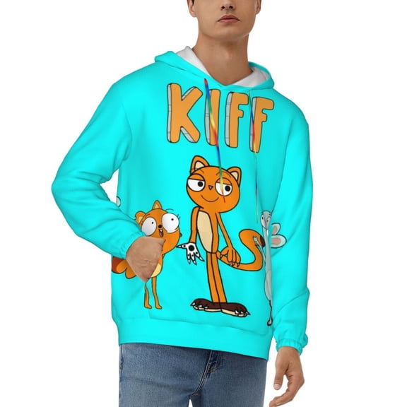 Kiff Men's Hoodie Graphic Printed Long Sleeve Drawstring Hooded Sweatshirt Unisex Adult Pullover Tops Outerwear