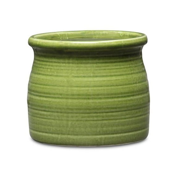 Kifon Curved Ceramic Ceramic Pot, Olive Green - Large