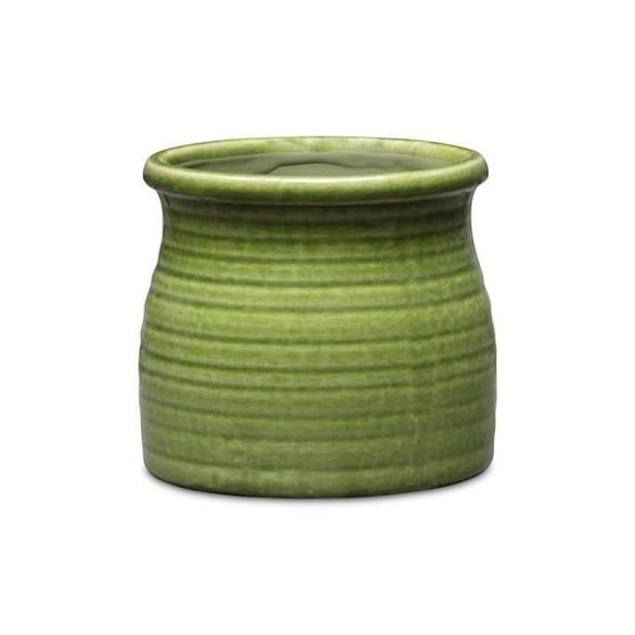 Kifon Curved Ceramic Ceramic Pot, Olive Green - Medium