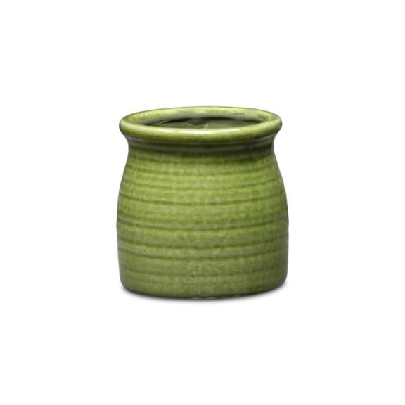 Kifon Curved Ceramic Ceramic Pot, Olive Green - Small
