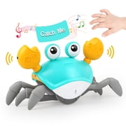 Kifunppy Crawling Crab Baby Toy for 1 Year Old Boys Girls, Tummy Time Toys with Music and Lights Automatically Avoid Obstacles, Walking Crab Toy for Toddlers Ages 6+ Months