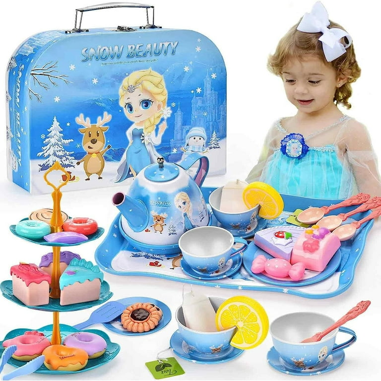 Kifunppy Frozen Tea Set for Girls Age 3-6, Pretend Play Kitchen