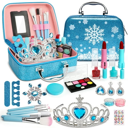 Kifunppy Kids Makeup Kit for Girl,Washable Real Frozen Make up kit, Girl Toys Gift for 4 5 6 7 8 9 Years Old Girls
