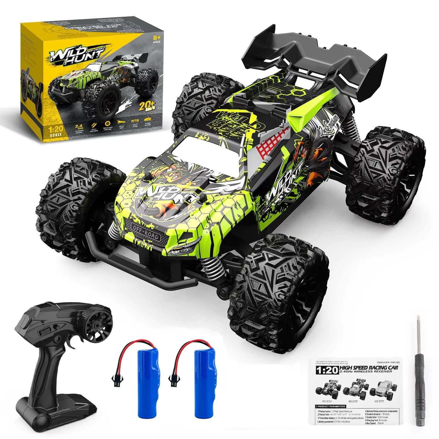 Kifunppy Remote Control Car 120 RC Cars 20+km/h 2WD Off Road Monster