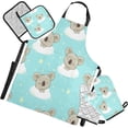 thumbnail image 1 of Kigai Blue Cute Koala Oven Mitts and Pot Holders with Chef Apron,Set of 5 Heat Resistant Kitchen Gloves and Silicone Non-Slip Potholders Adjustable Neck Buckle Chef Apron, 1 of 6