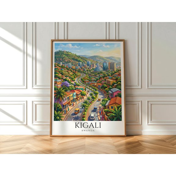 Kigali Skyline Print Rwanda City African Capital Wall Art Urban Landscape Decor Kigali Travel Artwork