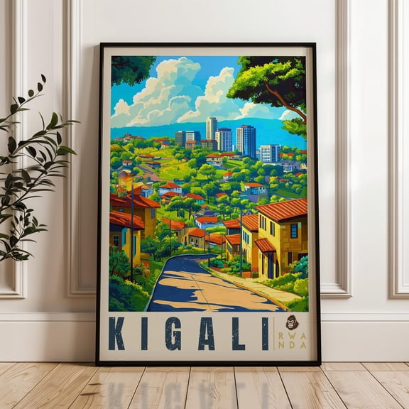 Kigali Travel Print - Rwanda Wall Art Poster, Nyarutarama Illustration Artwork, Kinyarwanda Home & Office Decor, Africa Gift Idea Wall Art, Modern Wall Decor, 8x12 UNFRAMED