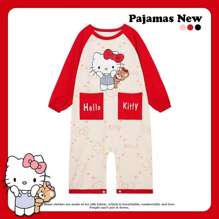 Kigurumi Children Hello Kitty Pajamas Sanrio Anime Cartoon Onesie Kids  Jumpsuits Girls Pyjamas Animal Children Outfit Home Wear