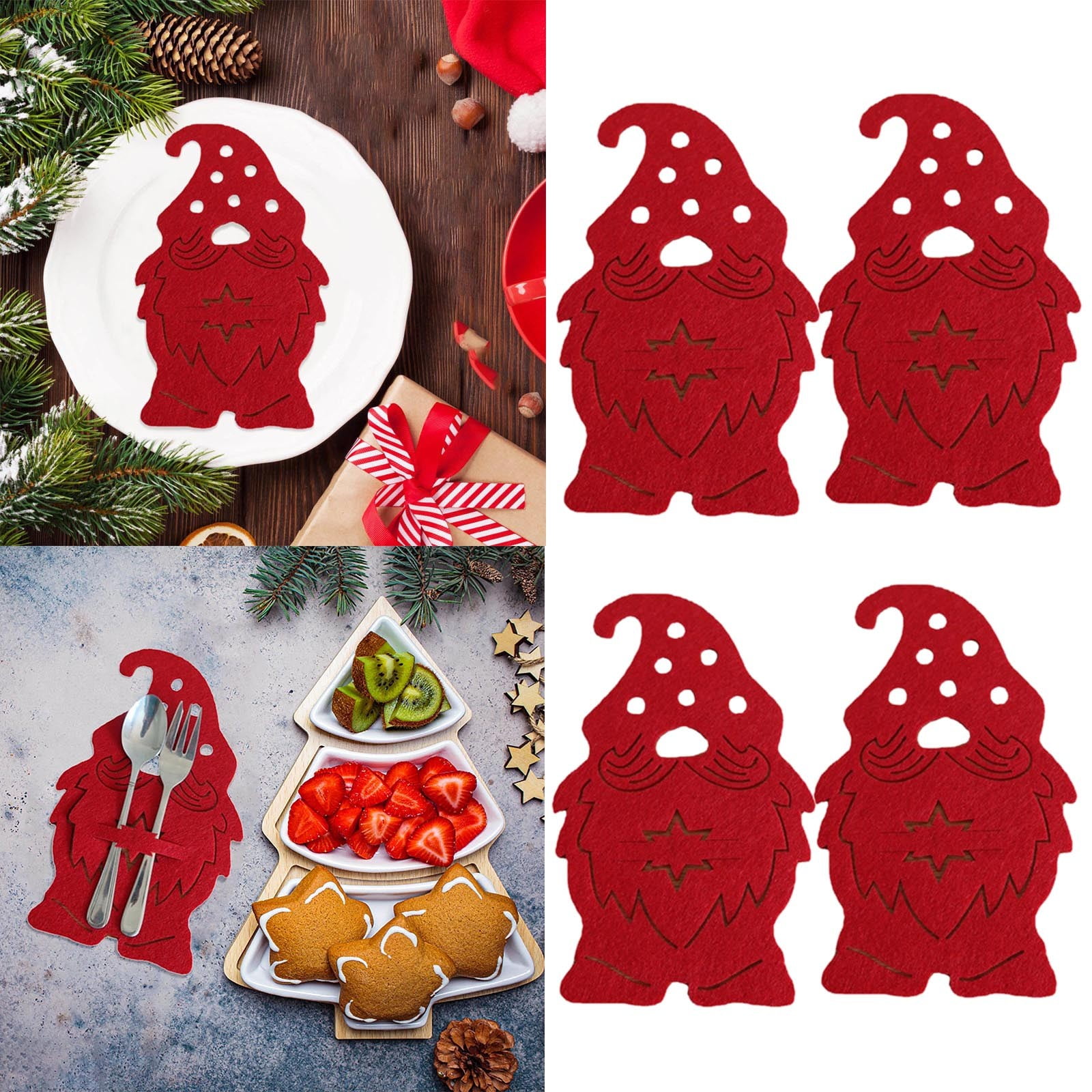 Christmas Tree Cutlery Set – 4-Piece Festive Red Table Decor main image 0