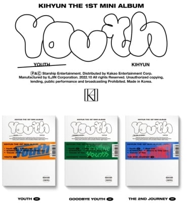 Kihyun - Youth - 96pg Photo Book, Photocard + Travel Ticket - Music & Performance - CD