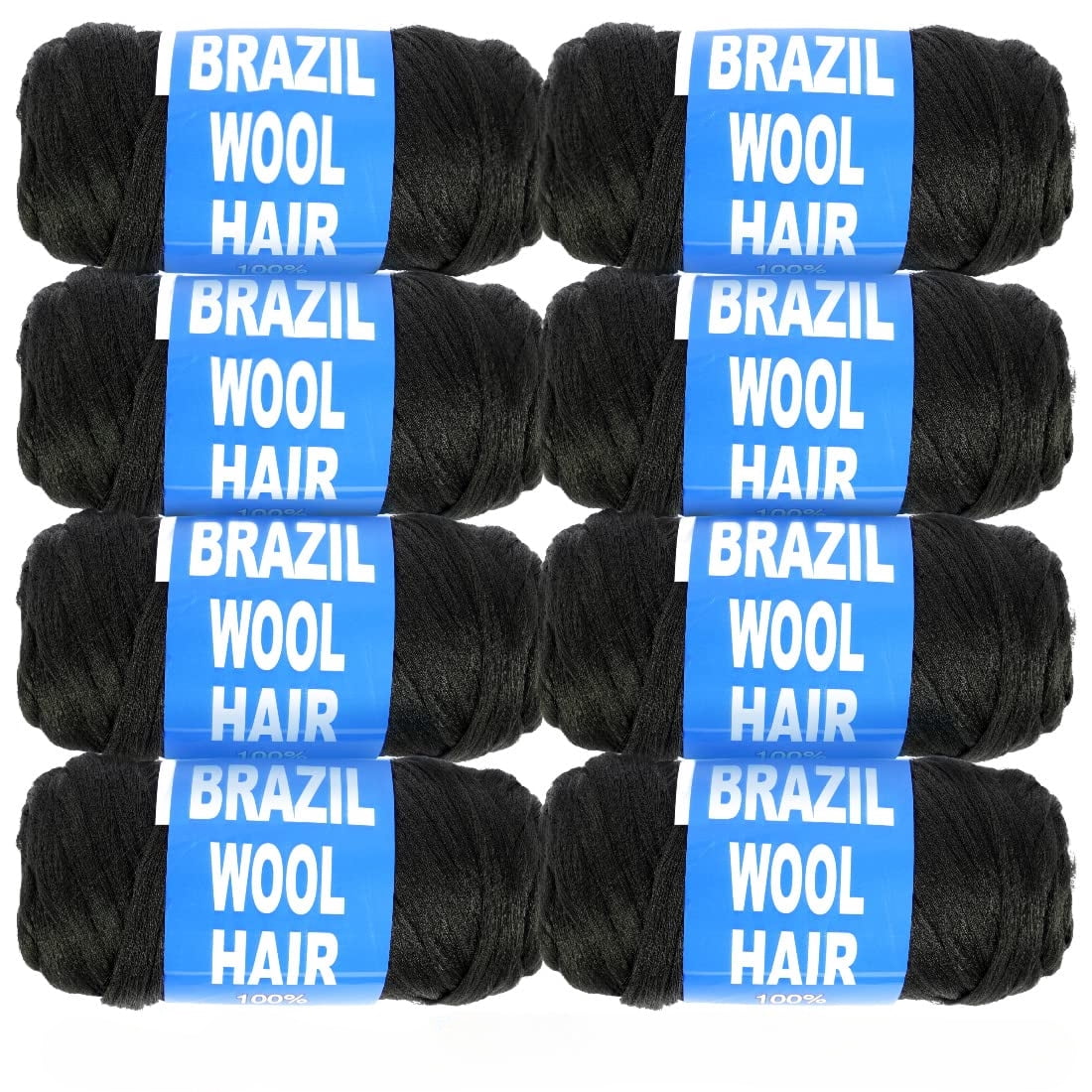 Kiibsot 1/4/8 Rolls 100% Brazilian Wool Hair Acrylic Yarn for African Braids/Senegalese Twist/Faux Locs/Wraps