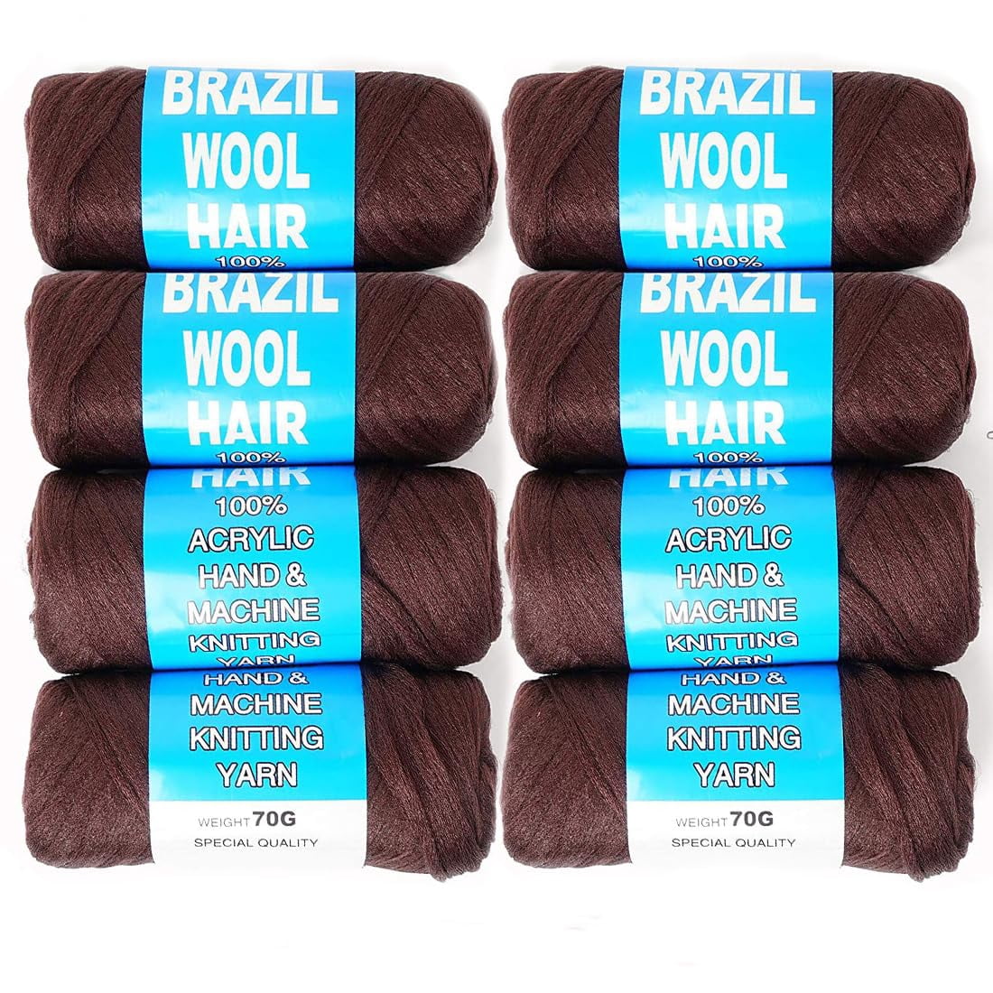 Kiibsot 1/4/8 Rolls 100% Brazilian Wool Hair Acrylic Yarn for African Braids/Senegalese Twist/Faux Locs/Wraps