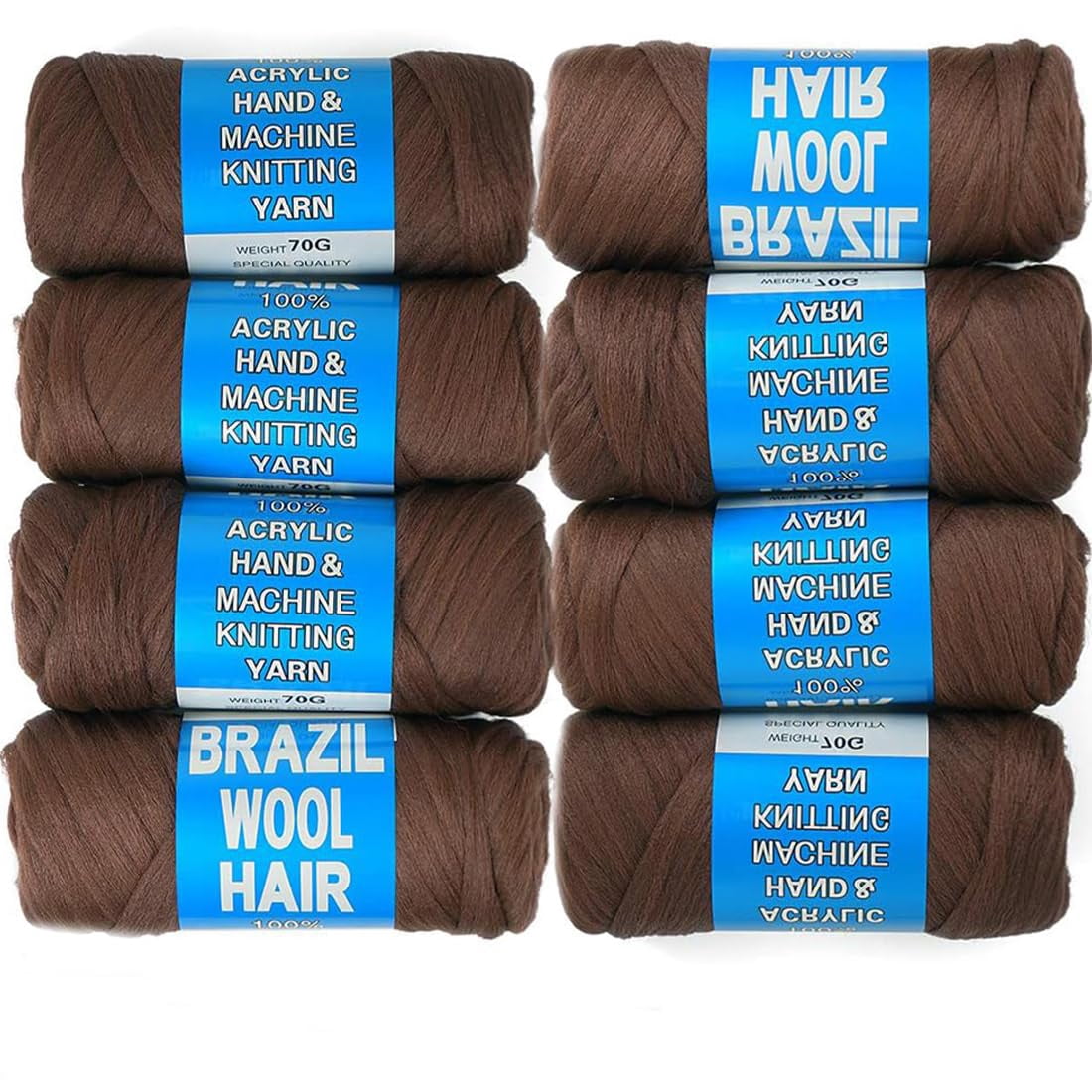 Kiibsot 1/4/8 Rolls 100% Brazilian Wool Hair Acrylic Yarn for African Braids/Senegalese Twist/Faux Locs/Wraps