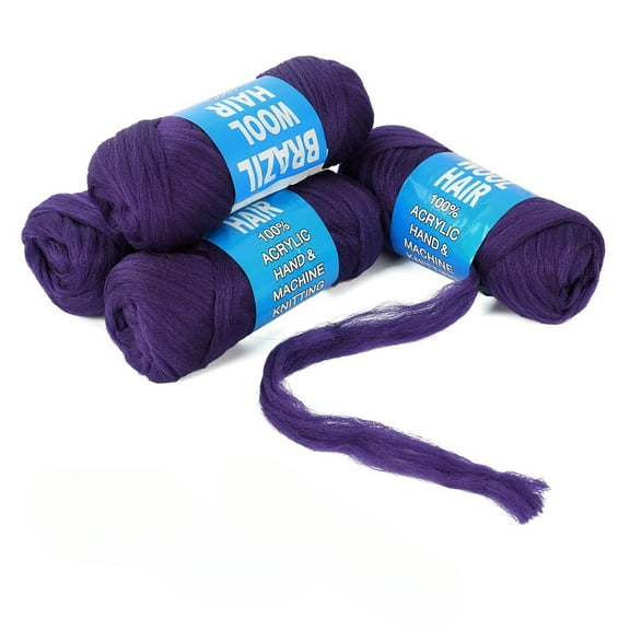 Kiibsot 1/4/8 Rolls 100% Brazilian Wool Hair Acrylic Yarn for African Braids/Senegalese Twist/Faux Locs/Wraps